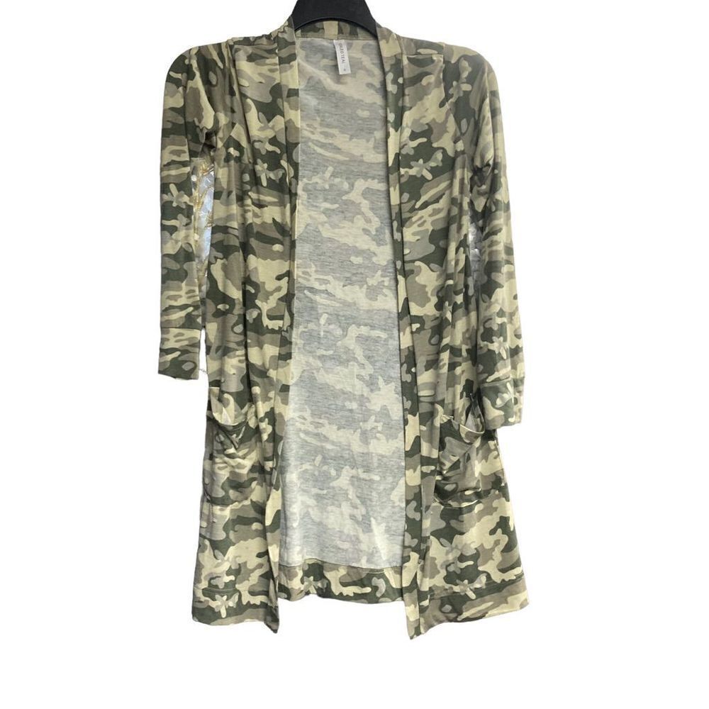 TICKLED‎ TEAL Camouflage Cardigan Duster Wrap shrug Sweater Size Small